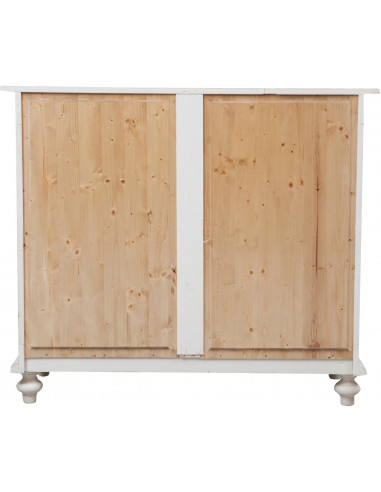Comò Country in legno massello di tiglio finitura bianca anticata 114x49x99 cm Comò Country in legno massello di tiglio finitura bianca anticata 114x49x99 cm