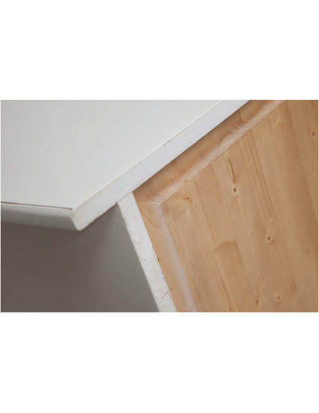 Cômoda country em madeira maciça de limão, acabamento branco antigo 114x49x99 cm