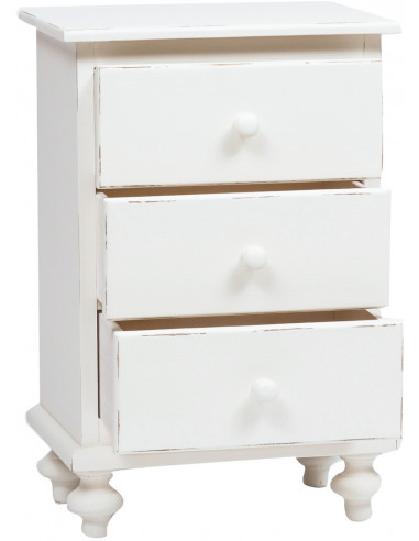 Mesa de cabeceira country em madeira maciça de limão com acabamento branco antigo 50x35x75 cm Mesa de cabeceira country em madeira maciça de limão com acabamento branco antigo 50x35x75 cm