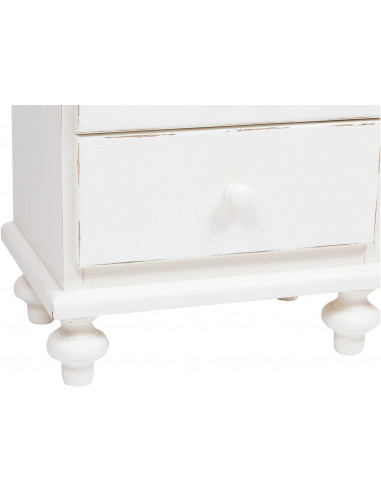Mesa de cabeceira country em madeira maciça de limão com acabamento branco antigo 50x35x75 cm Mesa de cabeceira country em madeira maciça de limão com acabamento branco antigo 50x35x75 cm