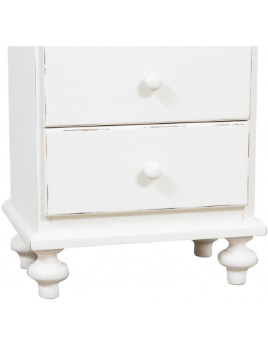 Mesa de cabeceira country em madeira maciça de limão com acabamento branco antigo 50x35x75 cm Mesa de cabeceira country em madeira maciça de limão com acabamento branco antigo 50x35x75 cm