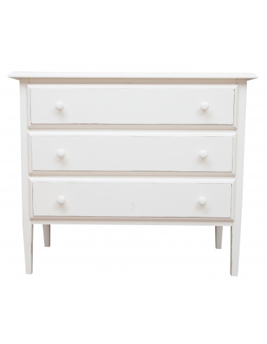 Cômoda country em madeira maciça de limão, acabamento branco antigo 100x48x85 cm Cômoda country em madeira maciça de limão, acabamento branco antigo 100x48x85 cm