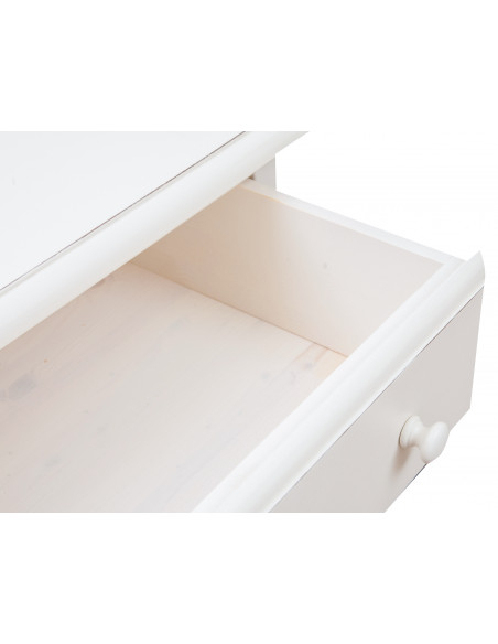 Cômoda country em madeira maciça de limão, acabamento branco antigo 100x48x85 cm