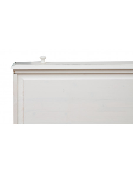Cômoda country em madeira maciça de limão, acabamento branco antigo 100x48x85 cm
