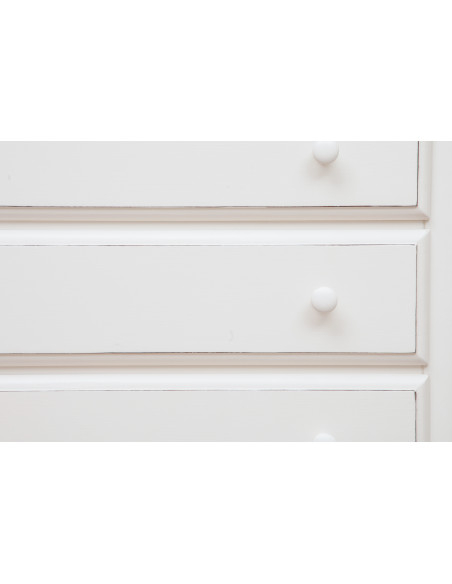 Cômoda country em madeira maciça de limão, acabamento branco antigo 100x48x85 cm