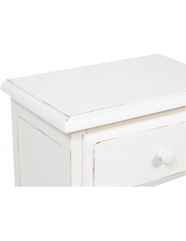 Mesa de cabeceira country em madeira maciça de limão com acabamento branco antigo 55x35x65 cm Mesa de cabeceira country em madeira maciça de limão com acabamento branco antigo 55x35x65 cm