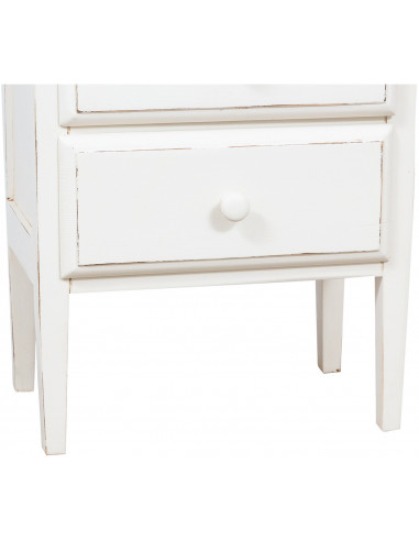 Mesa de cabeceira country em madeira maciça de limão com acabamento branco antigo 55x35x65 cm Mesa de cabeceira country em madeira maciça de limão com acabamento branco antigo 55x35x65 cm