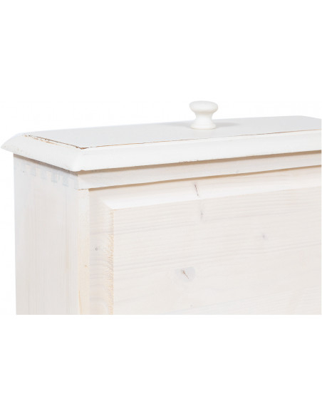 Mesa de cabeceira country em madeira maciça de limão com acabamento branco antigo 55x35x65 cm