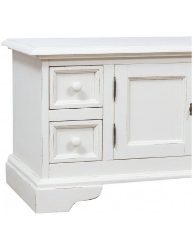 Móvel de TV country em madeira maciça de limão com acabamento branco antigo 150x51x56 cm Móvel de TV country em madeira maciça de limão com acabamento branco antigo 150x51x56 cm
