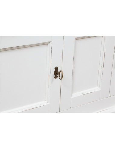 Móvel de TV country em madeira maciça de limão com acabamento branco antigo 150x51x56 cm Móvel de TV country em madeira maciça de limão com acabamento branco antigo 150x51x56 cm