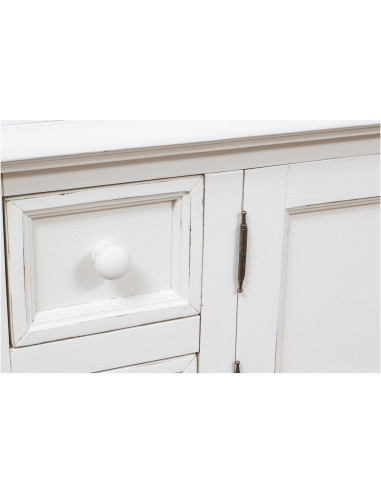 Móvel de TV country em madeira maciça de limão com acabamento branco antigo 150x51x56 cm Móvel de TV country em madeira maciça de limão com acabamento branco antigo 150x51x56 cm