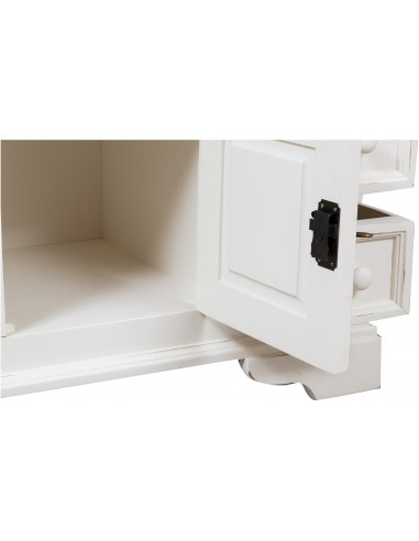 Móvel de TV country em madeira maciça de limão com acabamento branco antigo 150x51x56 cm Móvel de TV country em madeira maciça de limão com acabamento branco antigo 150x51x56 cm