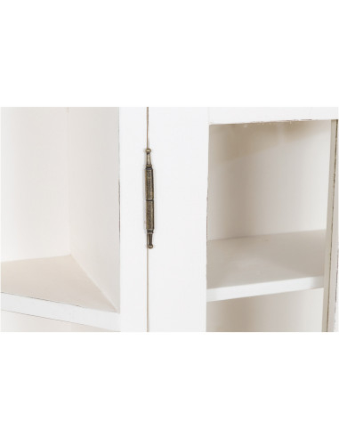 Janela de vidro manchado para pendurar em madeira maciça com um acabamento branco antigo 86x21x75 cm Janela de vidro manchado para pendurar em madeira maciça com um acabamento branco antigo 86x21x75 cm