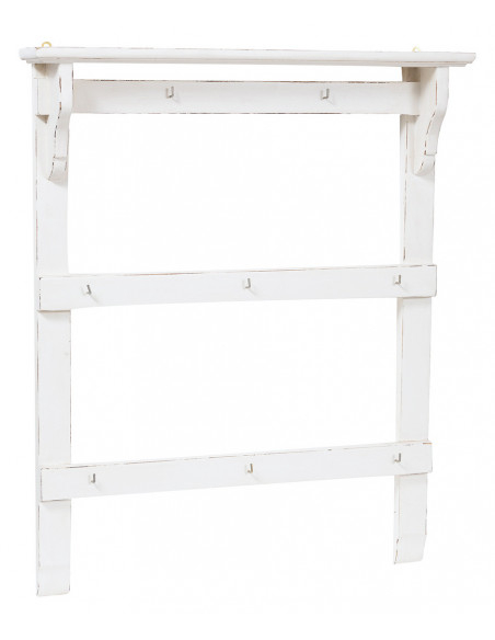 Suporte de cobre em madeira maciça de cal com acabamento branco antigo 85x14x103 cm