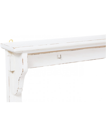 Suporte de cobre em madeira maciça de cal com acabamento branco antigo 85x14x103 cm