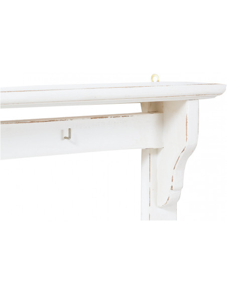 Suporte de cobre em madeira maciça de cal com acabamento branco antigo 85x14x103 cm