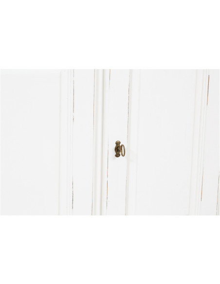 Armadio Country in legno massello di tiglio finitura bianca anticata 100x50x210 cm