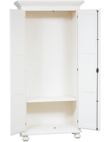 Armário country em madeira maciça de limão com acabamento branco antigo 100x50x210 cm Armário country em madeira maciça de limão com acabamento branco antigo 100x50x210 cm