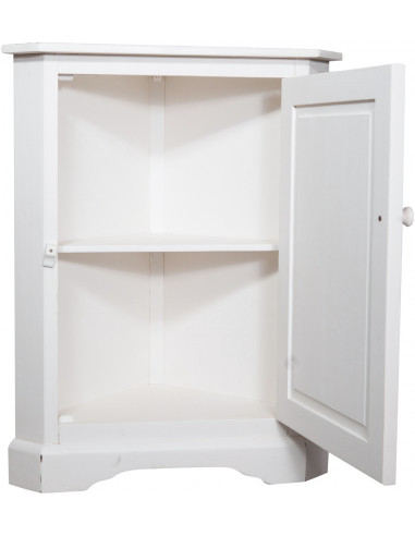 Angoliera Country in legno massello di tiglio finitura bianca anticata 50x50x92 cm Angoliera Country in legno massello di tiglio finitura bianca anticata 50x50x92 cm