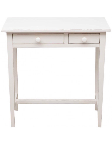 Mesa consola country em madeira maciça de limão, acabamento branco antigo 73x36x75 cm Mesa consola country em madeira maciça de limão, acabamento branco antigo 73x36x75 cm