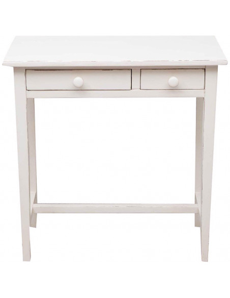 Mesa consola country em madeira maciça de limão, acabamento branco antigo 73x36x75 cm