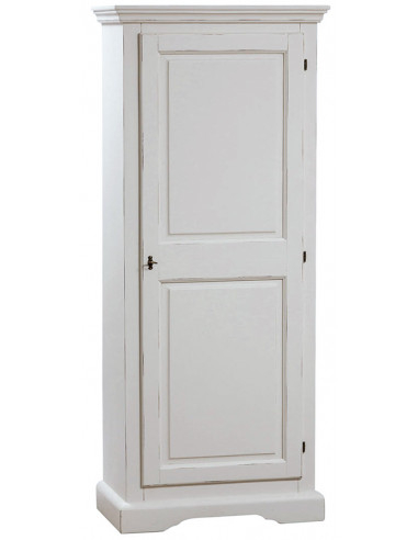 Stipo Country in legno massello di tiglio finitura bianca anticata 72x40x173 cm