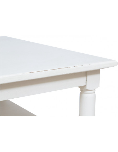 Tavolino da fumo  Country in legno massello di tiglio finitura bianca 90x90x45 cm