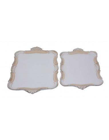 CONJUNTO DE DUAS BANDEJAS DE MADEIRA FLORENTINA CONJUNTO DE DUAS BANDEJAS DE MADEIRA FLORENTINA