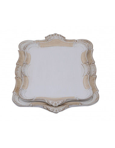 CONJUNTO DE DUAS BANDEJAS DE MADEIRA FLORENTINA CONJUNTO DE DUAS BANDEJAS DE MADEIRA FLORENTINA