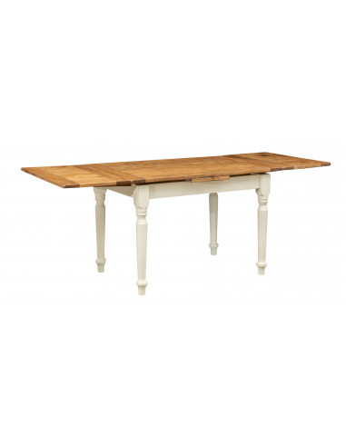 Mesa Country extensível em madeira maciça de tília, estrutura branca antiga, tampo natural L120xDP80xA80 cm. Feito na Itália Mesa Country extensível em madeira maciça de tília, estrutura branca antiga, tampo natural L120xDP80xA80 cm. Feito na Itália