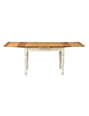 Mesa Country extensível em madeira maciça de tília, estrutura branca antiga, tampo natural L120xDP80xA80 cm. Feito na Itália Mesa Country extensível em madeira maciça de tília, estrutura branca antiga, tampo natural L120xDP80xA80 cm. Feito na Itália