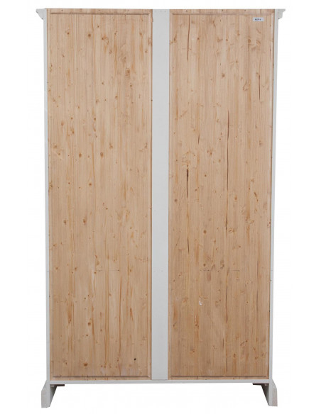 Vitrina country em madeira maciça de limão com acabamento branco antigo 120x37x197 cm