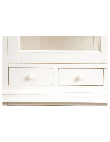 Credenza Country in legno massello di tiglio finitura bianca anticata 142x50x225 cm Credenza Country in legno massello di tiglio finitura bianca anticata 142x50x225 cm