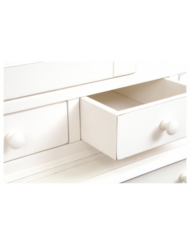 Credenza Country in legno massello di tiglio finitura bianca anticata 142x50x225 cm Credenza Country in legno massello di tiglio finitura bianca anticata 142x50x225 cm