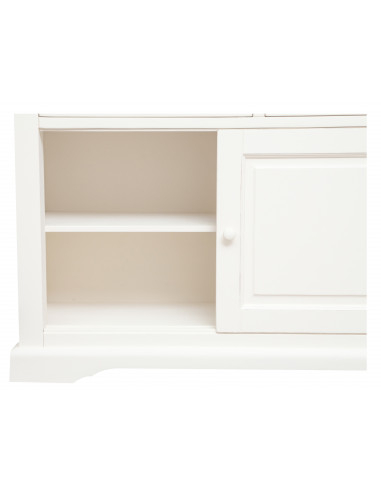 Credenza Country in legno massello di tiglio finitura bianca anticata 142x50x225 cm Credenza Country in legno massello di tiglio finitura bianca anticata 142x50x225 cm