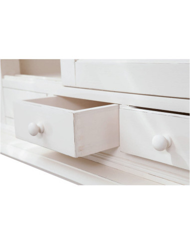 Credenza Country in legno massello di tiglio finitura bianca anticata 142x50x225 cm Credenza Country in legno massello di tiglio finitura bianca anticata 142x50x225 cm