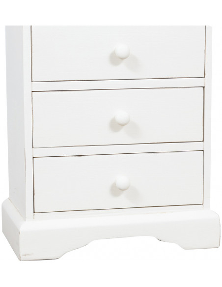 Mesa de cabeceira country em madeira maciça de limão com acabamento branco antigo 51x30x74 cm