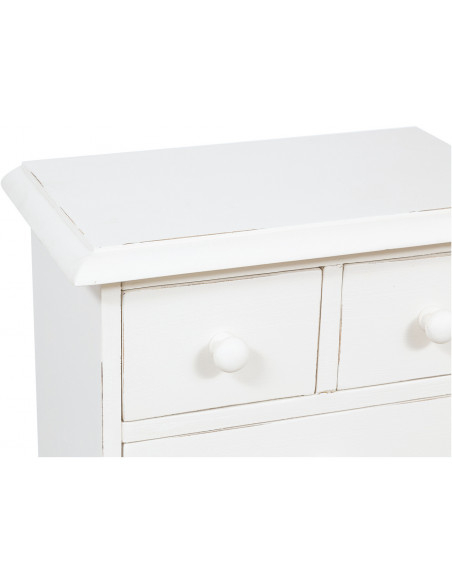 Mesa de cabeceira country em madeira maciça de limão com acabamento branco antigo 51x30x74 cm