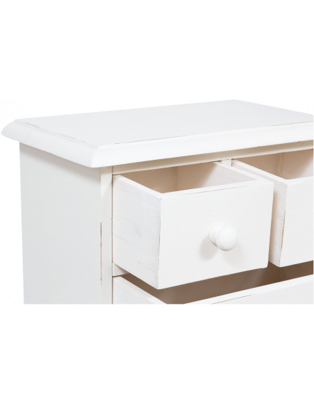 Mesa de cabeceira country em madeira maciça de limão com acabamento branco antigo 51x30x74 cm