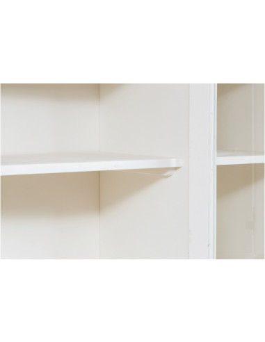 Vetrina Country in legno massello di tiglio finitura bianca anticata 156x50x200 cm Vetrina Country in legno massello di tiglio finitura bianca anticata 156x50x200 cm