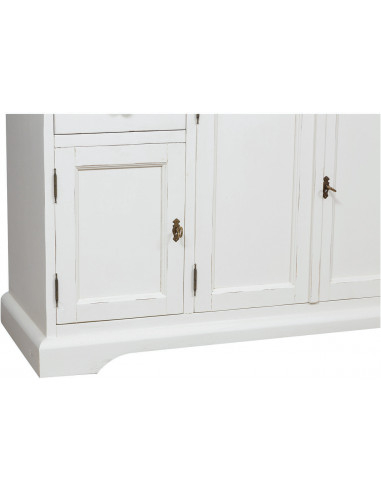 Vetrina Country in legno massello di tiglio finitura bianca anticata 156x50x200 cm Vetrina Country in legno massello di tiglio finitura bianca anticata 156x50x200 cm