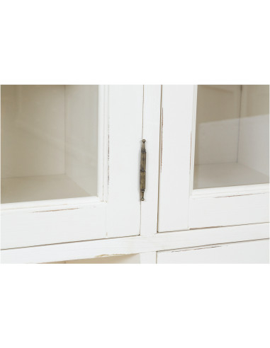 Vetrina Country in legno massello di tiglio finitura bianca anticata 156x50x200 cm Vetrina Country in legno massello di tiglio finitura bianca anticata 156x50x200 cm