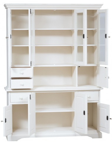 Vitrina country em madeira maciça de limão com acabamento branco antigo 156x50x200 cm Vitrina country em madeira maciça de limão com acabamento branco antigo 156x50x200 cm