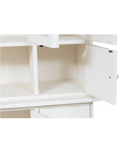 Vetrina Country in legno massello di tiglio finitura bianca anticata 156x50x200 cm Vetrina Country in legno massello di tiglio finitura bianca anticata 156x50x200 cm