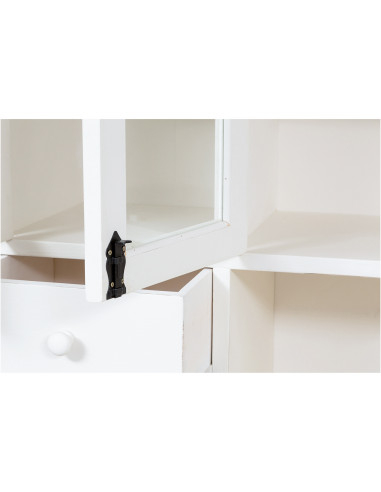 Vitrina country em madeira maciça de limão com acabamento branco antigo 156x50x200 cm Vitrina country em madeira maciça de limão com acabamento branco antigo 156x50x200 cm