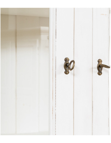 Libreria  Country in legno massello di tiglio finitura bianca anticata 230x50x226 cm Libreria  Country in legno massello di tiglio finitura bianca anticata 230x50x226 cm