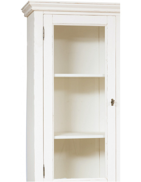 Libreria  Country in legno massello di tiglio finitura bianca anticata 230x50x226 cm