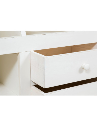 Estante country em madeira maciça de limão com acabamento branco antigo 230x50x226 cm Estante country em madeira maciça de limão com acabamento branco antigo 230x50x226 cm