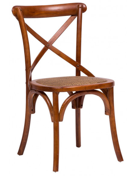 Sedia Thonet in massello di frassino e seduta rattan finitura noce 46x42x86 cm