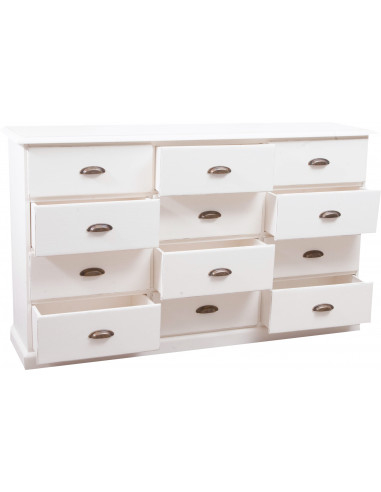 Cômoda country em madeira maciça de limão, acabamento branco antigo 170x40x100 cm Cômoda country em madeira maciça de limão, acabamento branco antigo 170x40x100 cm